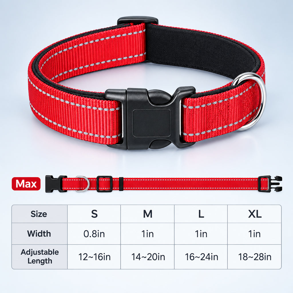 Padded Reflective Dog Collar