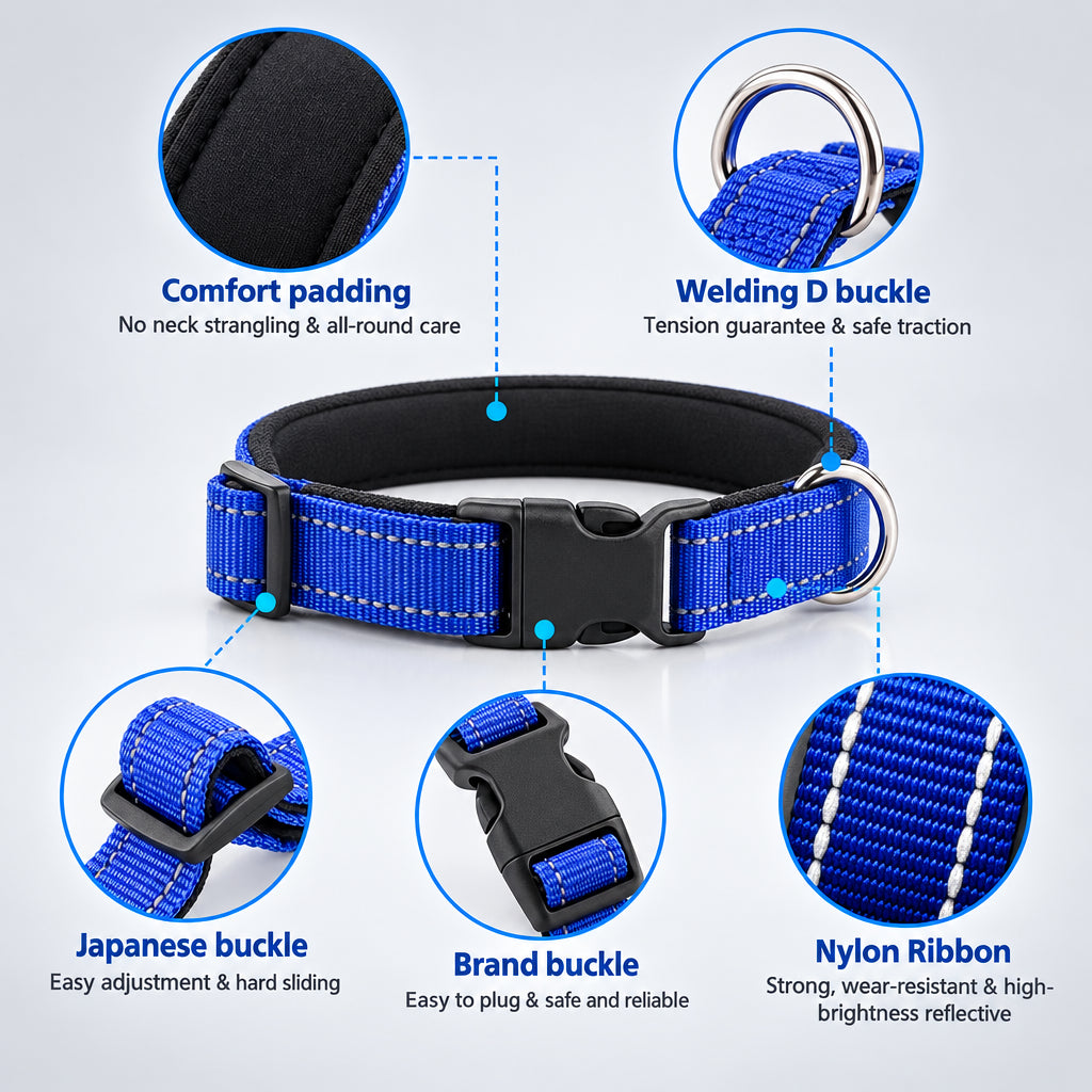 Padded Reflective Dog Collar